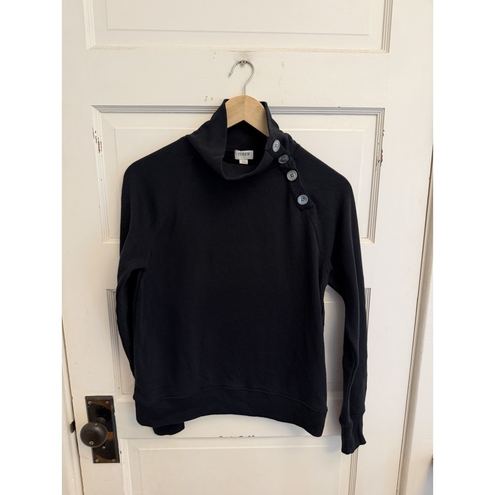 J. Crew Women's Black Button Collar Sweatshirt Size XS‎